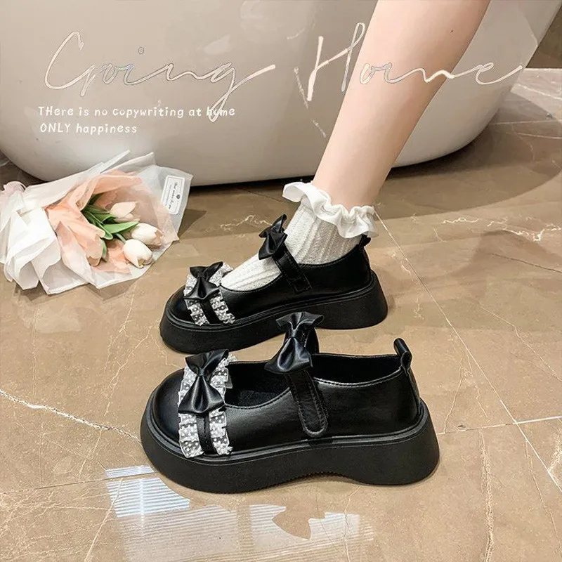 

Туфли женские с круглым носком, лоферы на плоской подошве, повседневная обувь с бантом-бабочкой, осень 2023