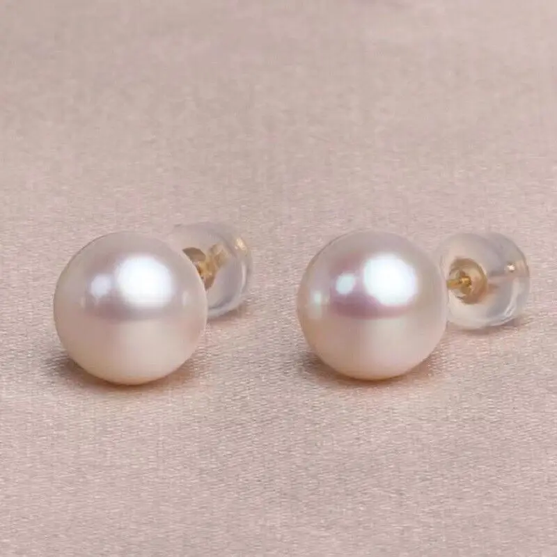 Женские серьги из японского жемчуга круглые натурального золота 18 К Au750