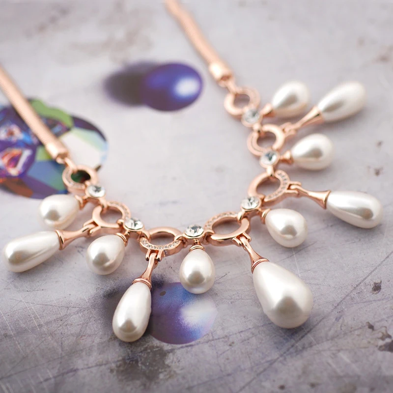 

Evening dress imitation pearl bride Necklace imitation Rhinestone two-piece set