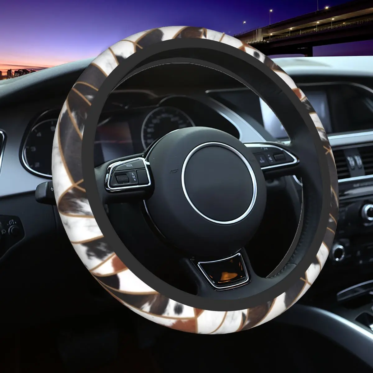 

Нашивки из воловьей кожи в стиле арт-деко, искусственная кожа, текстура, защита руля, подходит для грузовиков