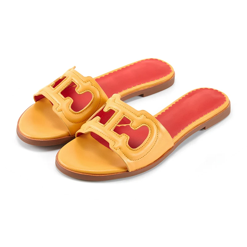 2023 Summer Slippers Low Heel Leather Lightweight Casual Women's Sandals Open Toe Outdoor Slippers Beach Shoes Women Shoes