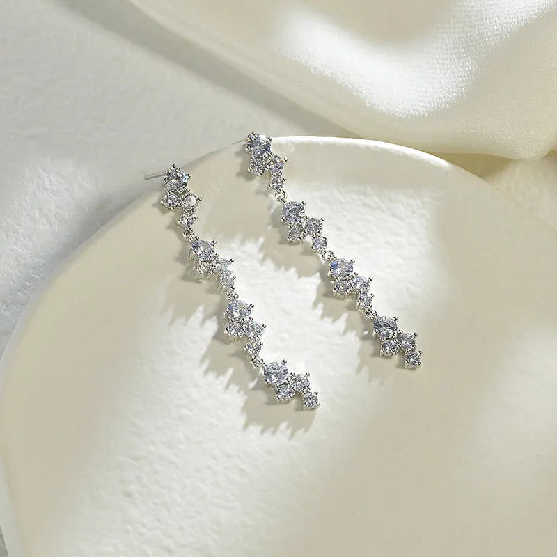 

Long Tassel Geometric Earrings Fashion 925 Silver Fine Jewely Mother Day Gifts X-Mas for Women Gifts