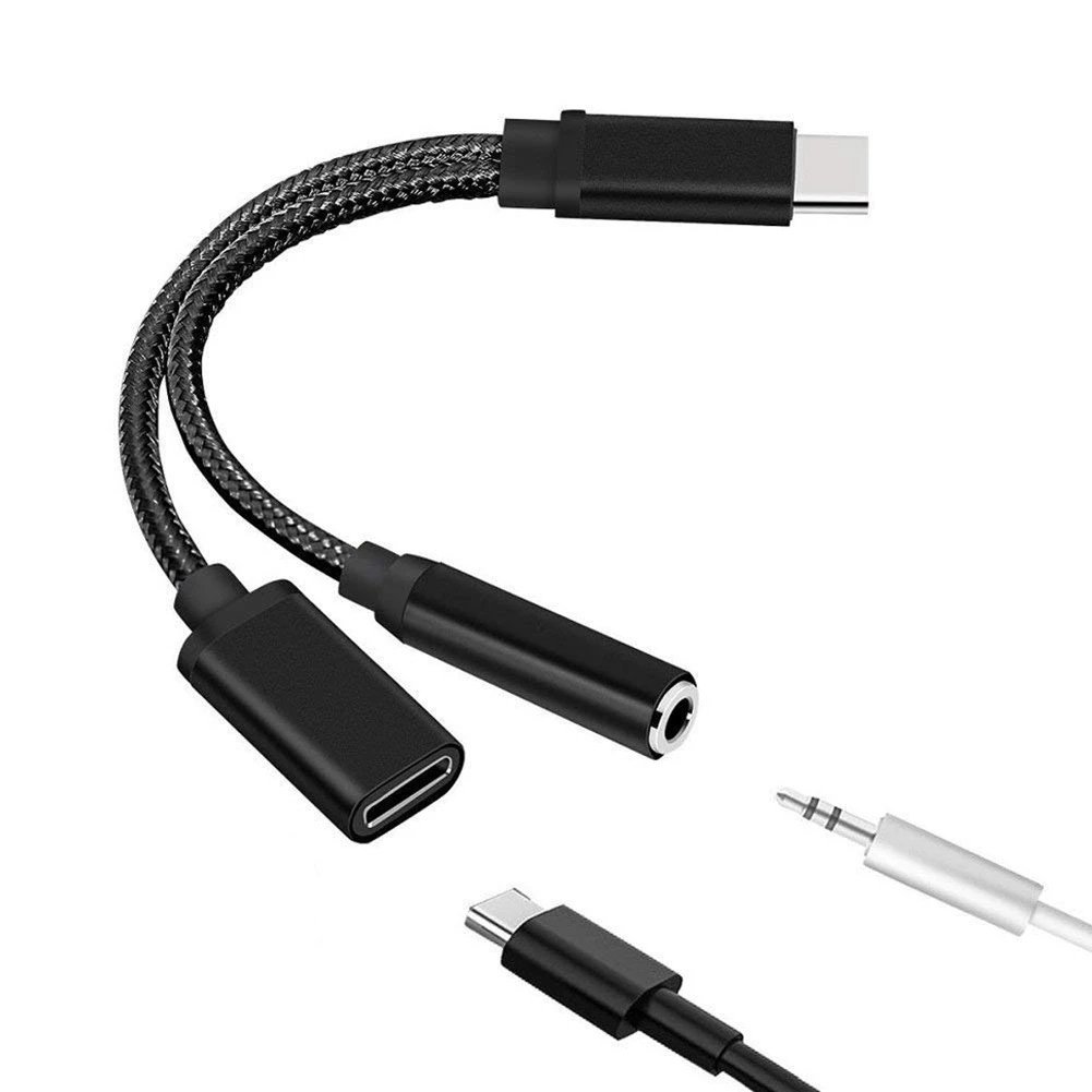 Аудиоадаптер для зарядки типа C на 3 5 мм 2 в 1 разветвитель USB наушники AUX