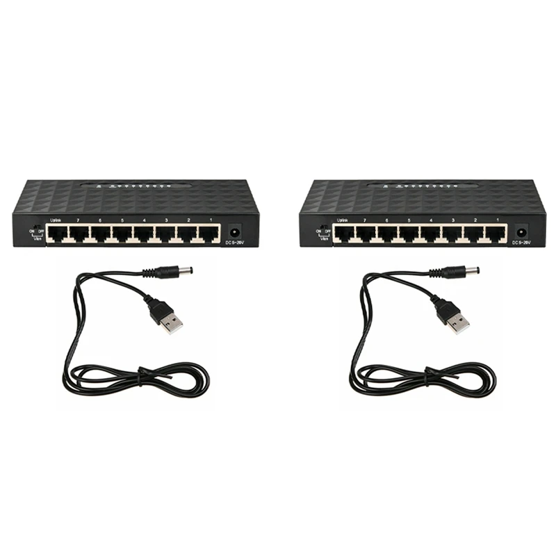 

2X USB Mini Lan Poe Ethernet Network Desktop Switch 8 Port 10 100Mbps Fast Internet Hub