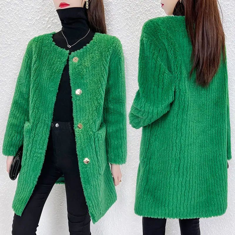 

Женское утепленное пальто из овечьей шерсти, на осень/зиму