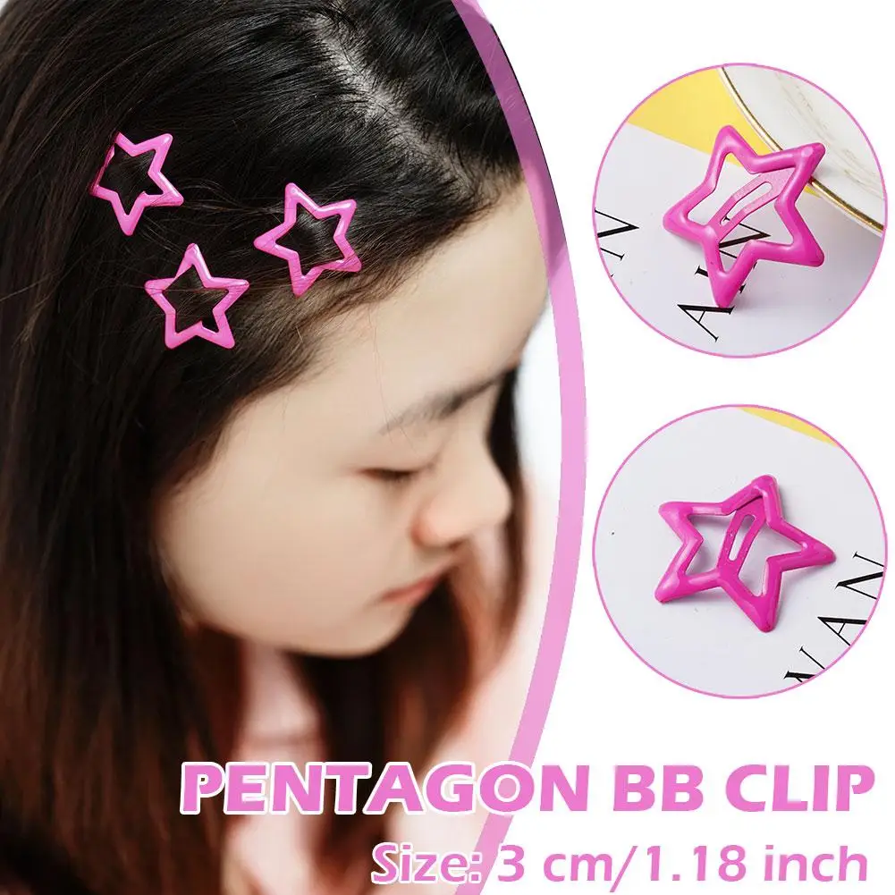 

1 шт. детские милые геометрические звезды сердце украшение для волос милые многоразовые крутые красные детские аксессуары из сплава заколки для волос Роза Y5N5