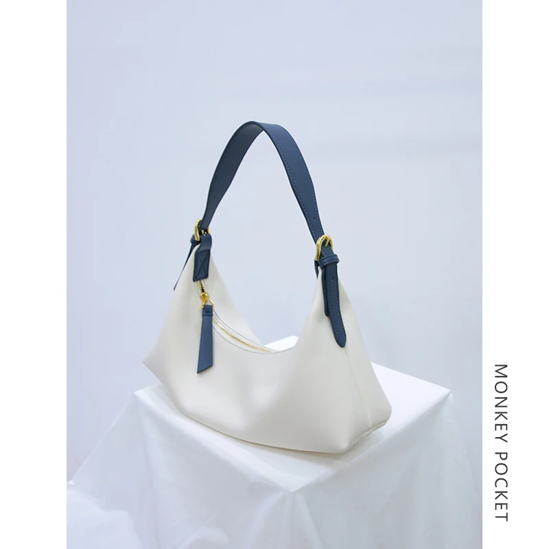 

2022 niche new cowhide shoulder bag underarm women's bag portable fashion Joker