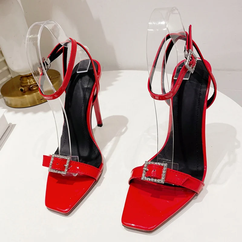Summer Elegant Party Wedding Sandals Ladies Fashion Crystal Buckle Design High Heels Banquet Dress Shoes Women Black Red 5 Summer Elegant Party Wedding Sandals Ladies Fashion Crystal Buckle Design High Heels Banquet Dress Shoes Women Black Red 5