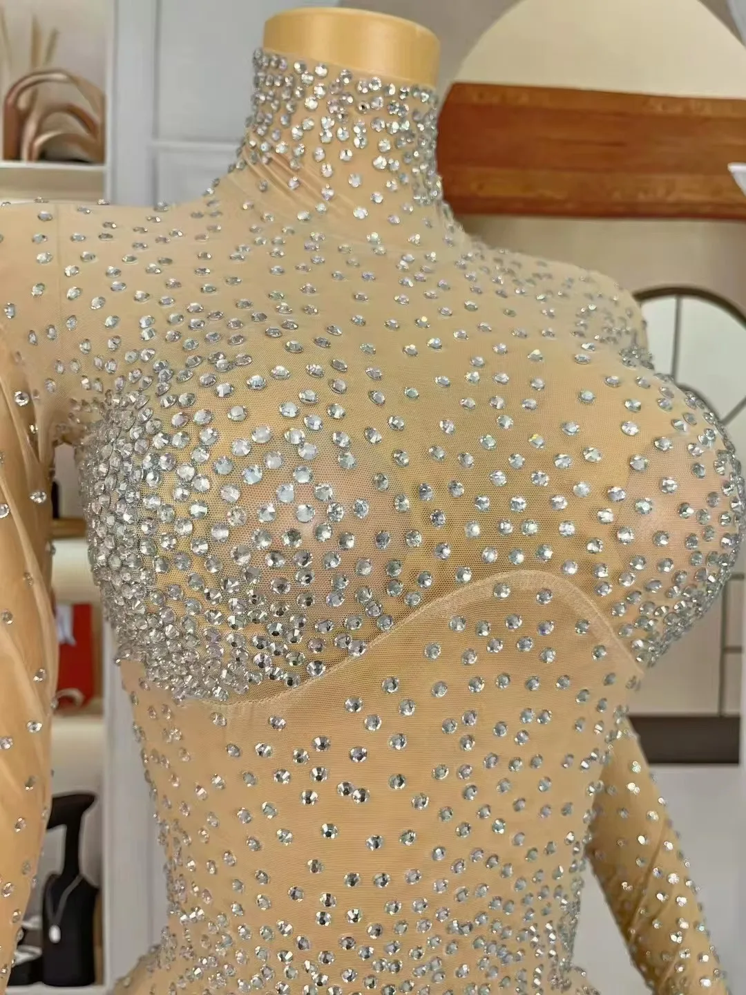 Сексуальное боди со стразами для сцены одежда танцев на пилоне клубная вечеринка