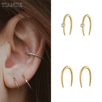 tiande silver color gold plated hoop earrings for women zircon piercing open hook womens stud earrings 2022 jewelry wholesale