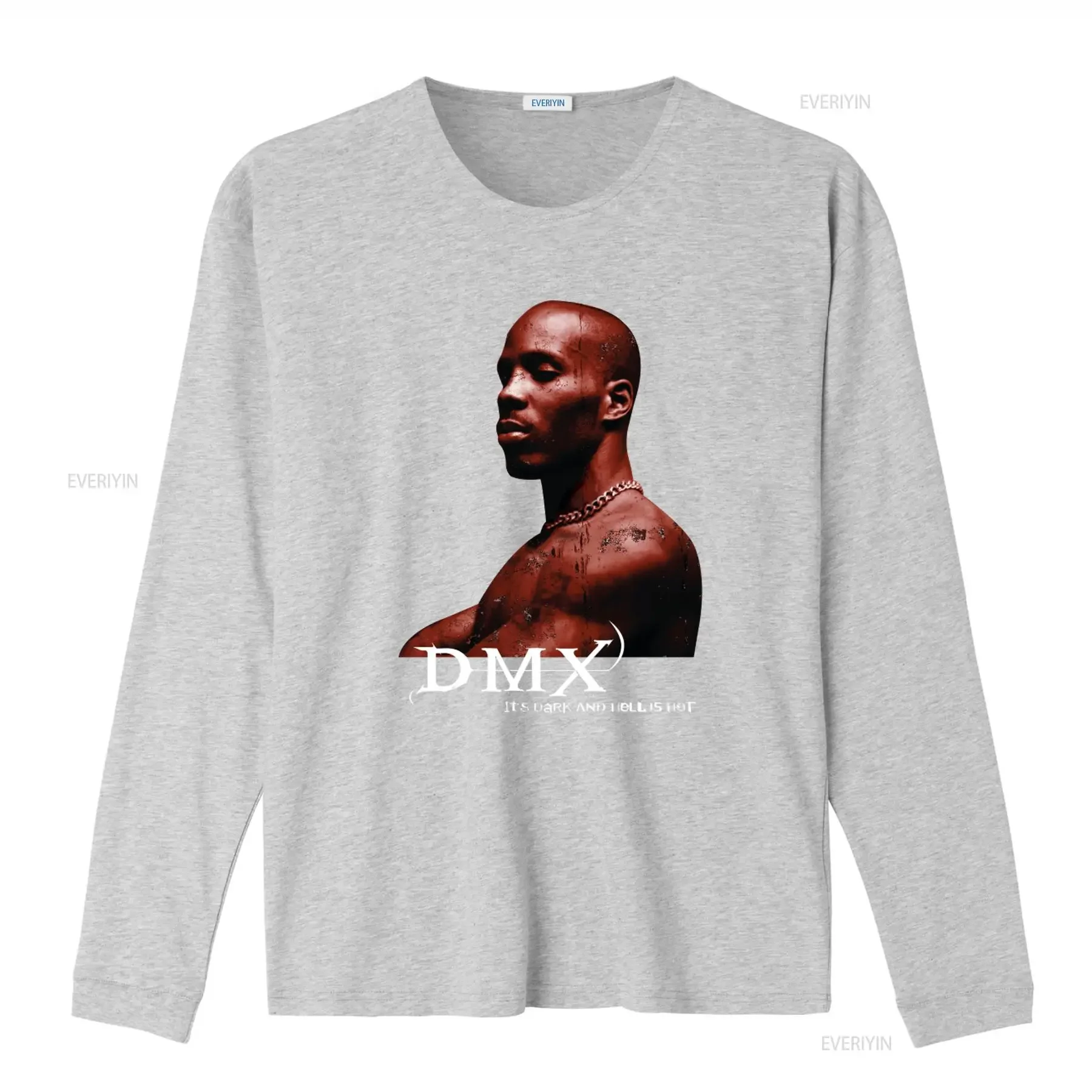 Фото Футболка DMX ITS DARK AND HELL IS HOT 20TH ANNIVERSARY TOUR 2019, мужская, размер S-5XL, винтажная, с эффектом потертости, удобная, унисекс, слегка состаренная. №4