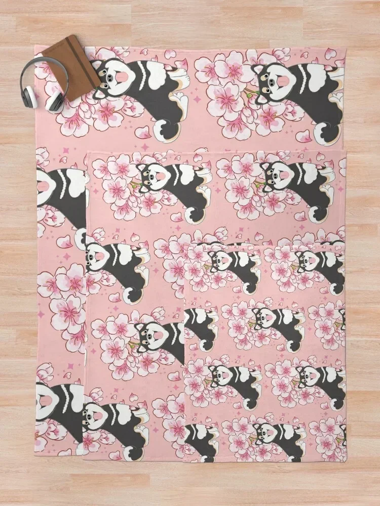 Черное желтое Сиба-ину цветение вишни плед очень большое теплое зимнее одеяло