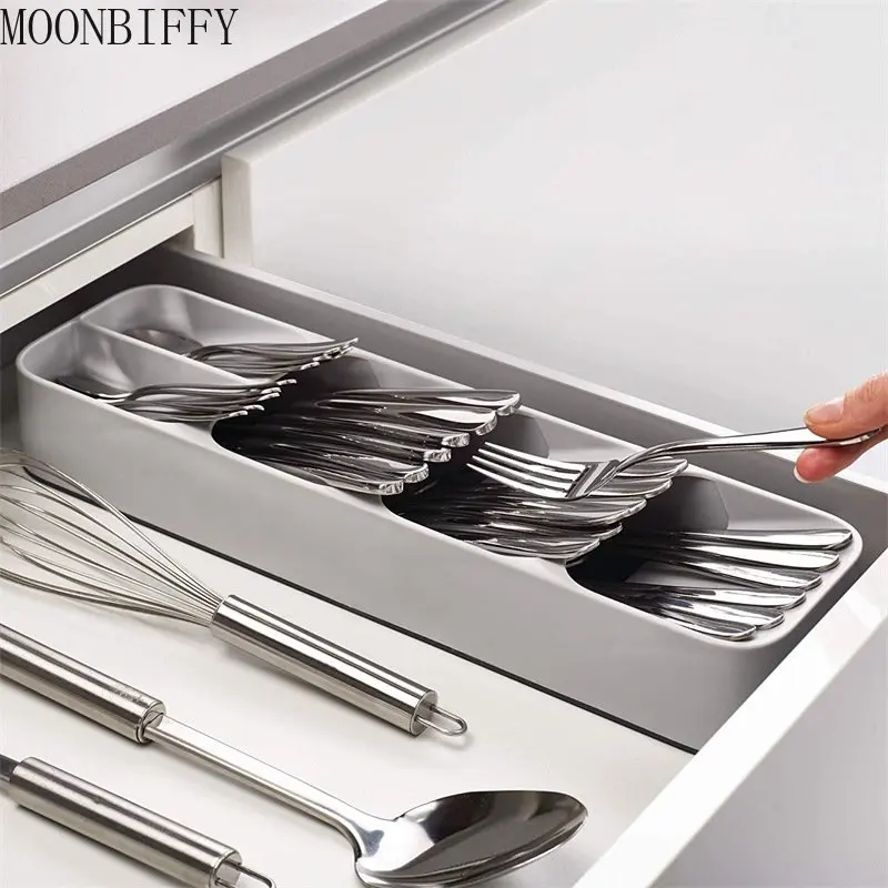 Cutlery Storage Tray Spice Holder Tableware Organizer Spoon Fork Storage Box Plastic Container plateau Knife Block Holder