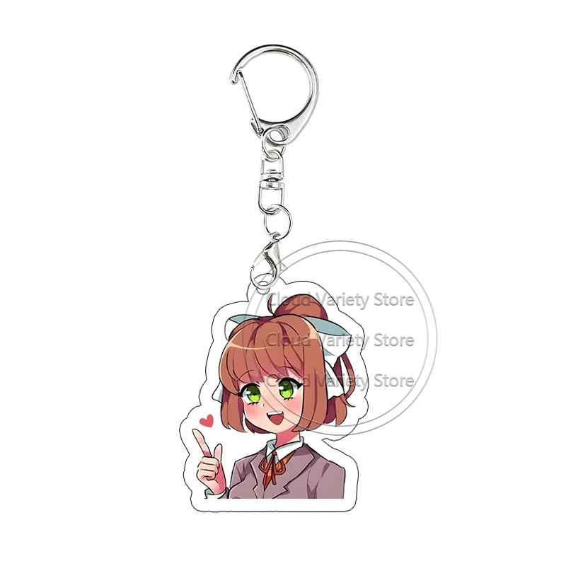 Фото Акриловый брелок Doki Doki Literature Club: подвеска для сумки с персонажами аниме-игры, коллекционная фигурка, аксессуар для косплея №2