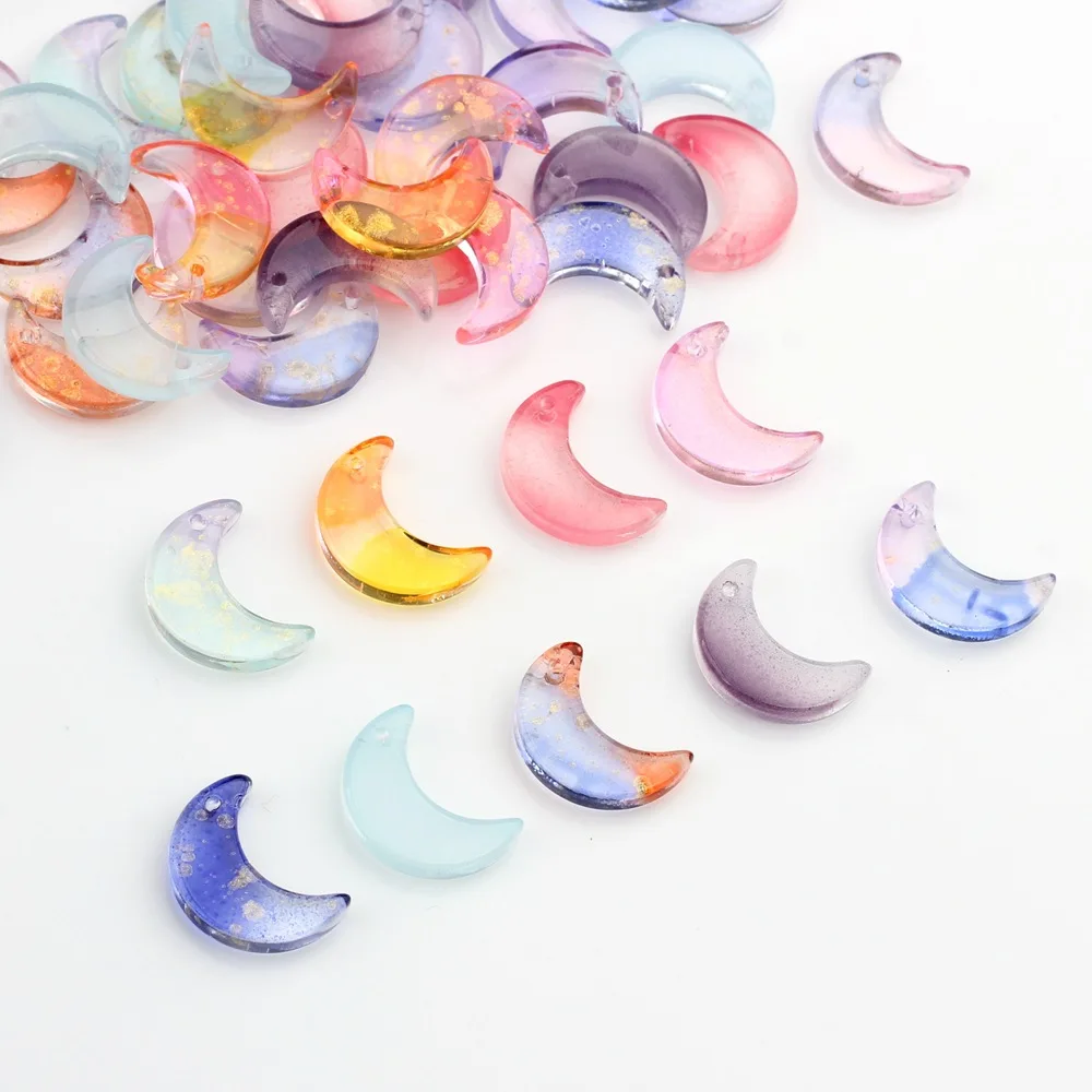 

10pcs/Lots 11x16mm Rainbow Crystal Glass Moon Beads Bulk Charms Earrings Pendant DIY Jewelry Accessories