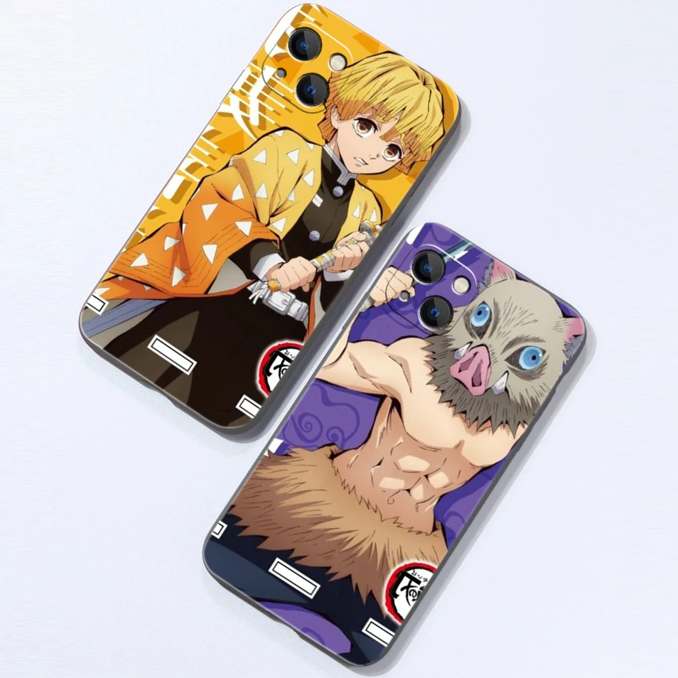 

Demon Slayer Phone Case For Apple iPhone 13 12 11 Pro 12 13 Mini X XR XS Max SE 6 6s 7 8 Plus Back Funda Black Liquid Silicon