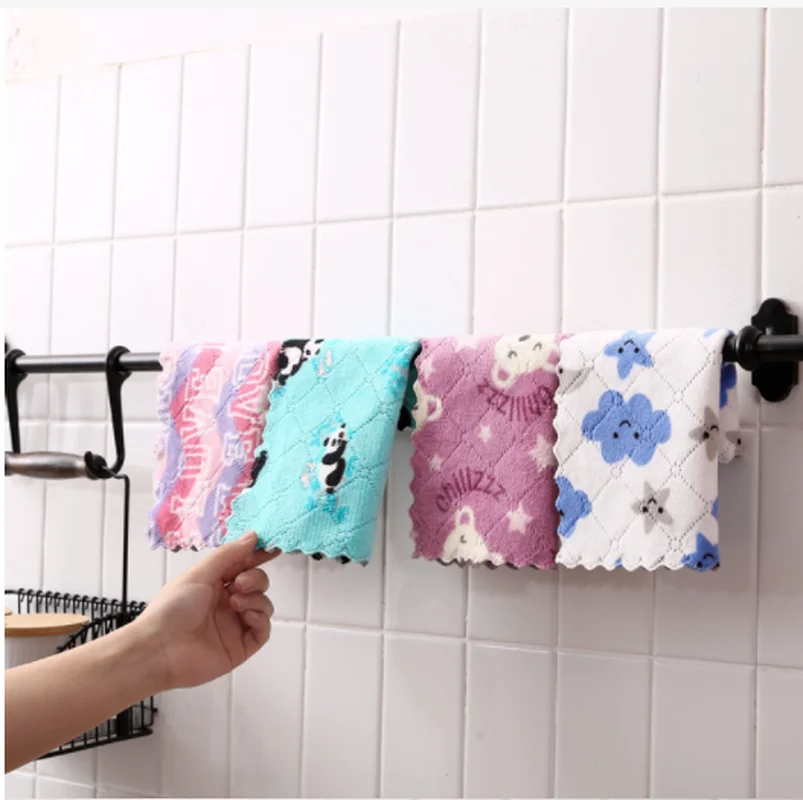 

1pc Super Absorbent Microfiber Kitchen Dish Cloth High-efficiency Tableware Household Cleaning Towel Cute Kitchen Tools