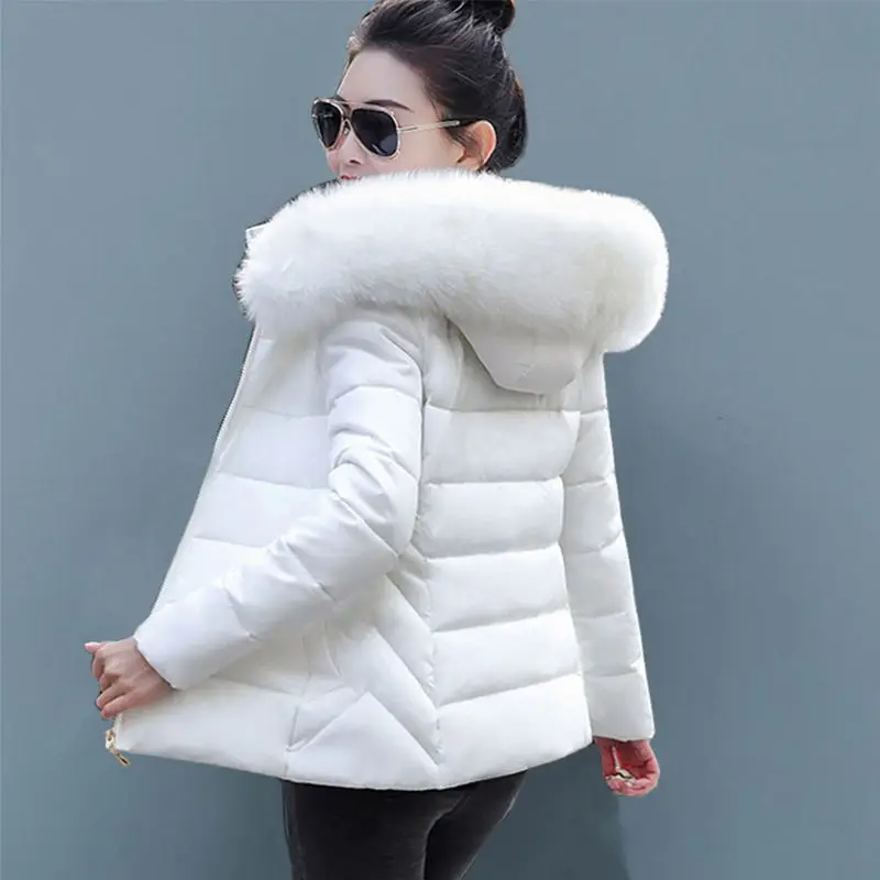

Модная приталенная женская зимняя куртка со съемным искусственным мехом, теплая утепленная женская куртка с хлопковой подкладкой, Короткие пуховые парки, женские куртки