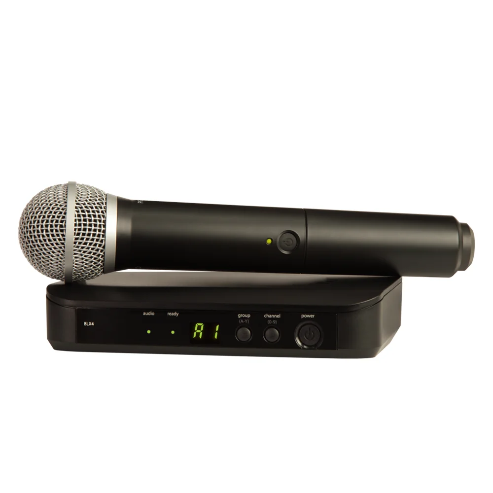 Фото BLX24 BLX4 PG58 SM 58 BETA58 Беспроводные микрофоны 2-канальные UHF Микрофон черный Профессиональный микрофон №5