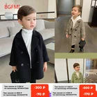 Куртка для мальчиков и девочек, шерстяная двубортная куртка в клетку с отворотом, Осень-зима, шерстяное пальто верхняя одежда