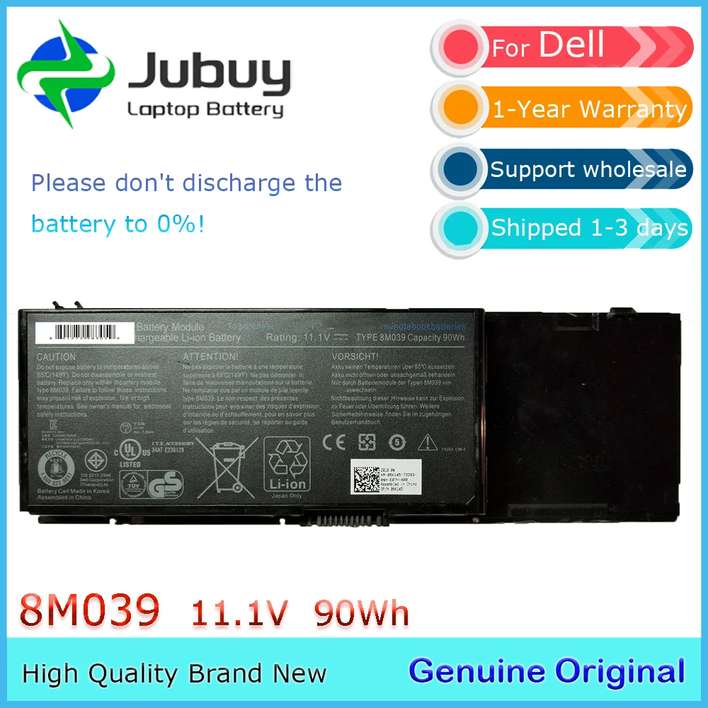 8M039 11 1 В 90 Втч оригинальный аккумулятор для ноутбука Dell Precision M2400 M4400 M6400 M6500 C565C 03M190