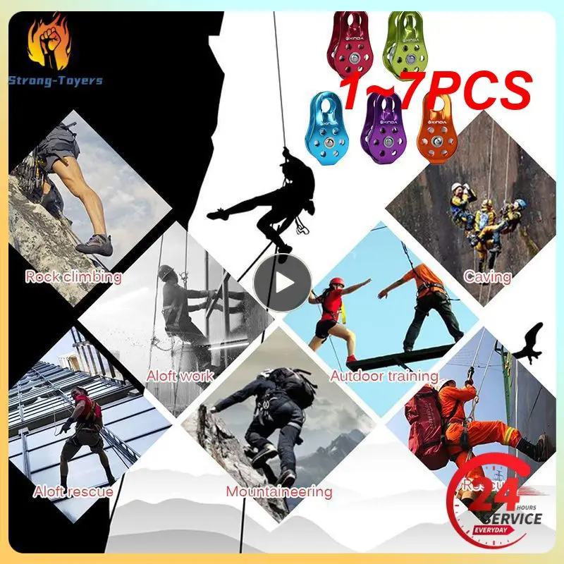 

1~7PCS Climbing Pulley Fixed Sideplate Single Sheave Pulley Outdoor Survival Tool High Altitud Traverse Hauling Gear