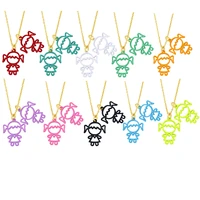 color enamel cute girls kids pendant necklaces family lovely jewelry charm copper gold plated short clavicle chain couple gifts