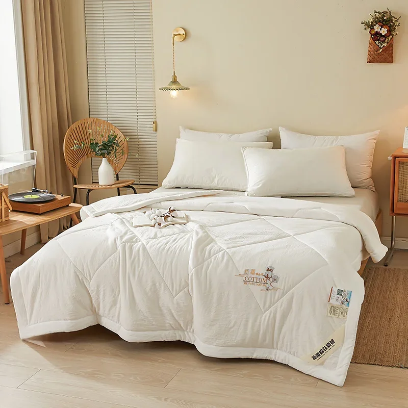 

Breathable Queen Blanket Thin Size End High Skin 100% King Double Summer Spring Cotton Friendly Quilt Fill Embroidery Comforter