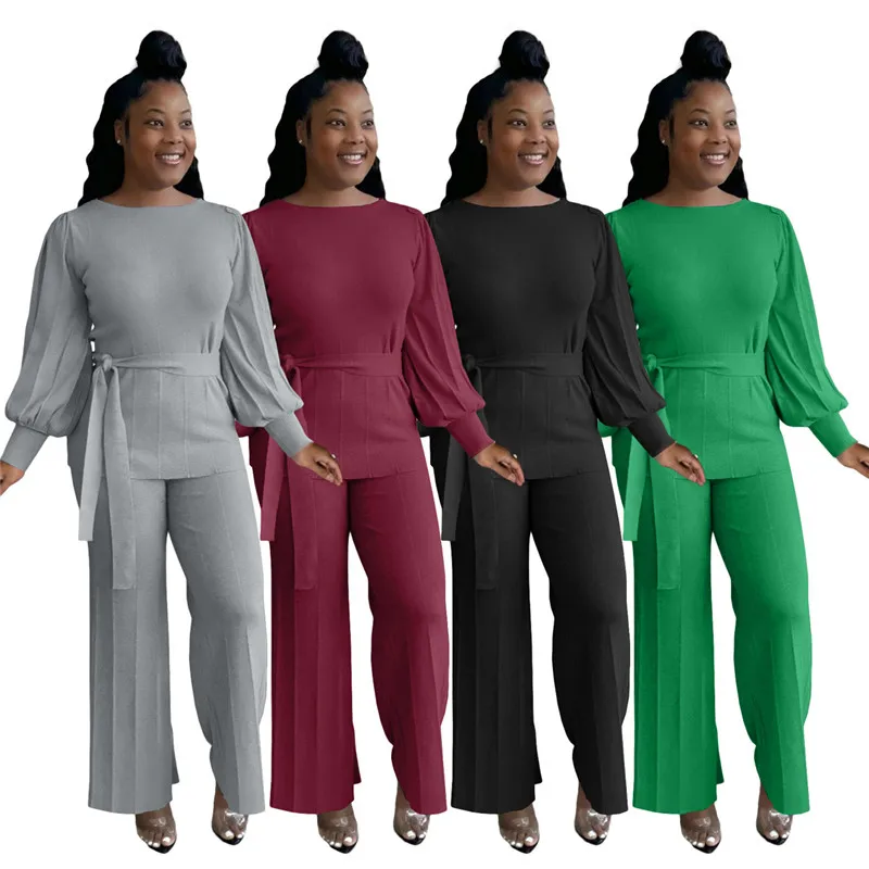 Уличный комплект из двух предметов женский топ с поясом и рукавами-фонариками