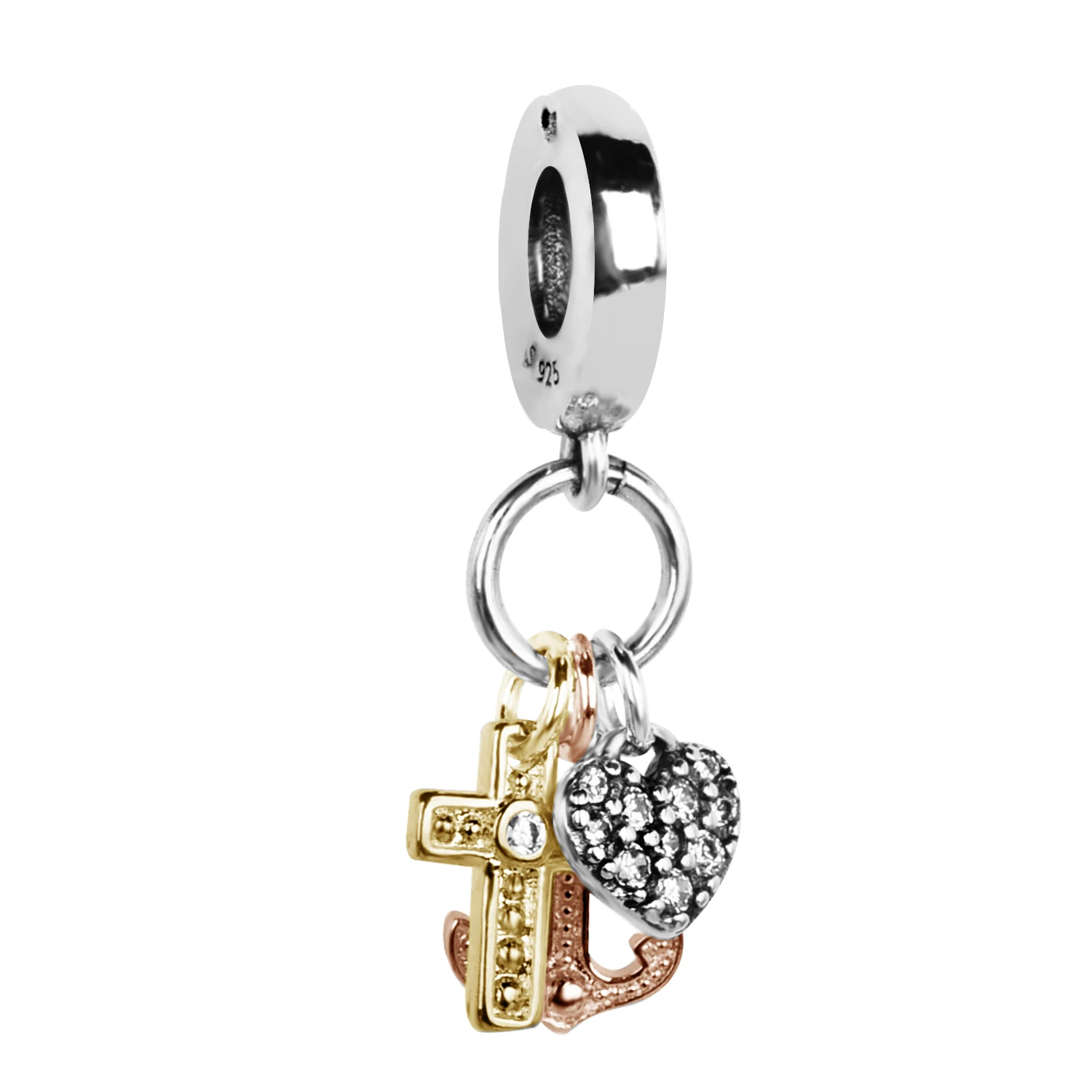 

Fine Anchor Cross Dangle 925 Sterling Silver Beads Heart Charm Fit Original Pandora Bracelets Women DIY Jewelry Gift