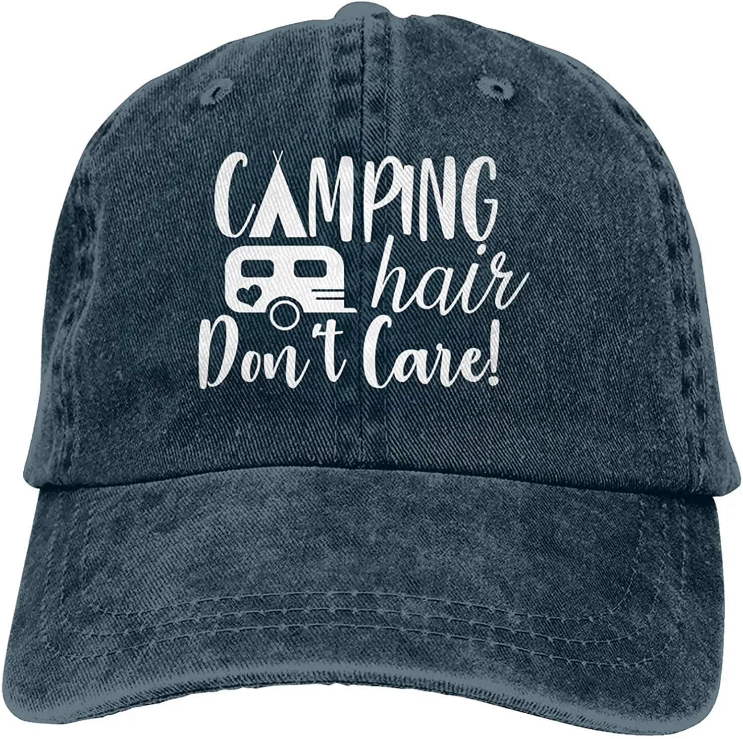 

Camping Hair Don't Care Baseball Cap Funny Cowboy Hat Unisex Adult Vintage Trucker Hats Adjustable Washable