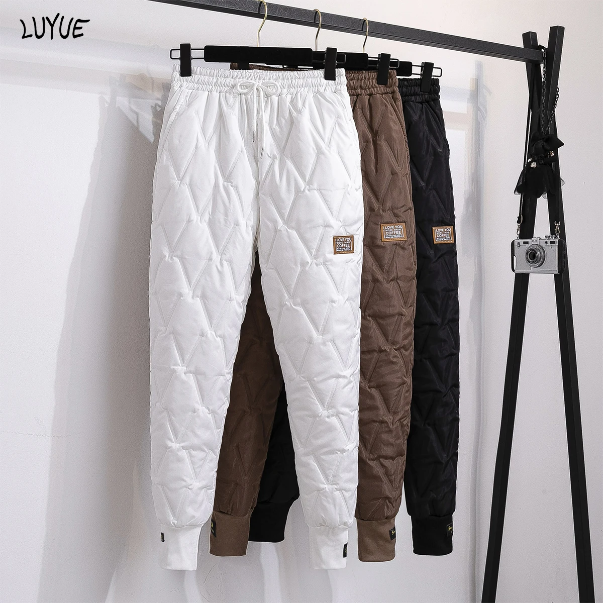 

Winter Down Cotton Pants Women Casual Thick Warm Elastic High Waist Women Pants Solid Colors Plus Cotton Sweatpants Y2k Clothes