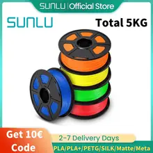 SUNLU 3D Printer PLA/PLA+/PETG/SILK/PLA Matte/ PLA Meta Filament 5KG 1KG/ Roll 1.75mm +/-0.02MM Neatly Wound Filament Free Ship