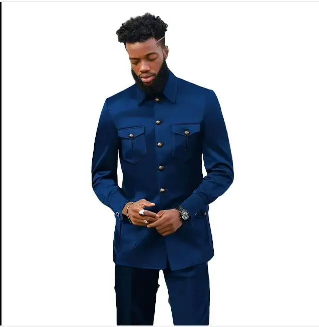 New Classic Custom Made Blue Business Men Suit Wedding Suits 2 Pieces(Jacket+Pant+Tie) costume homme Slim Fit Groom Wear Tuxedos