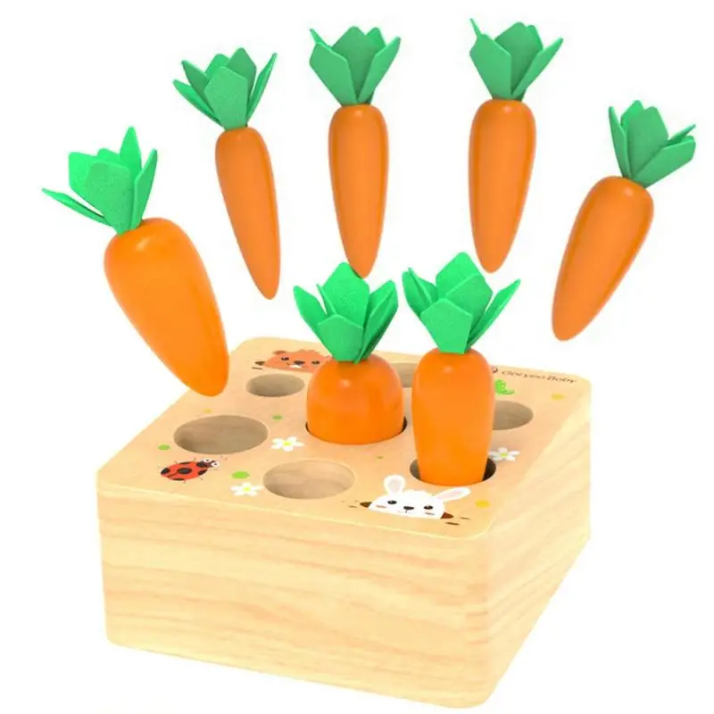 

Деревянные развивающие игрушки Монтессори, деревянные игрушки сортировщика моркови, игра сбора моркови, развивающие игрушки, подарки для м...