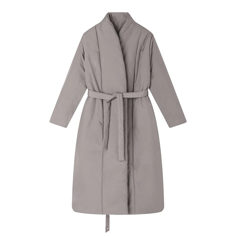 New Design 2022 Women Winter degree Thick Coat Warm Parka Oversized Maxi Long coat with belt Casual Outerwear