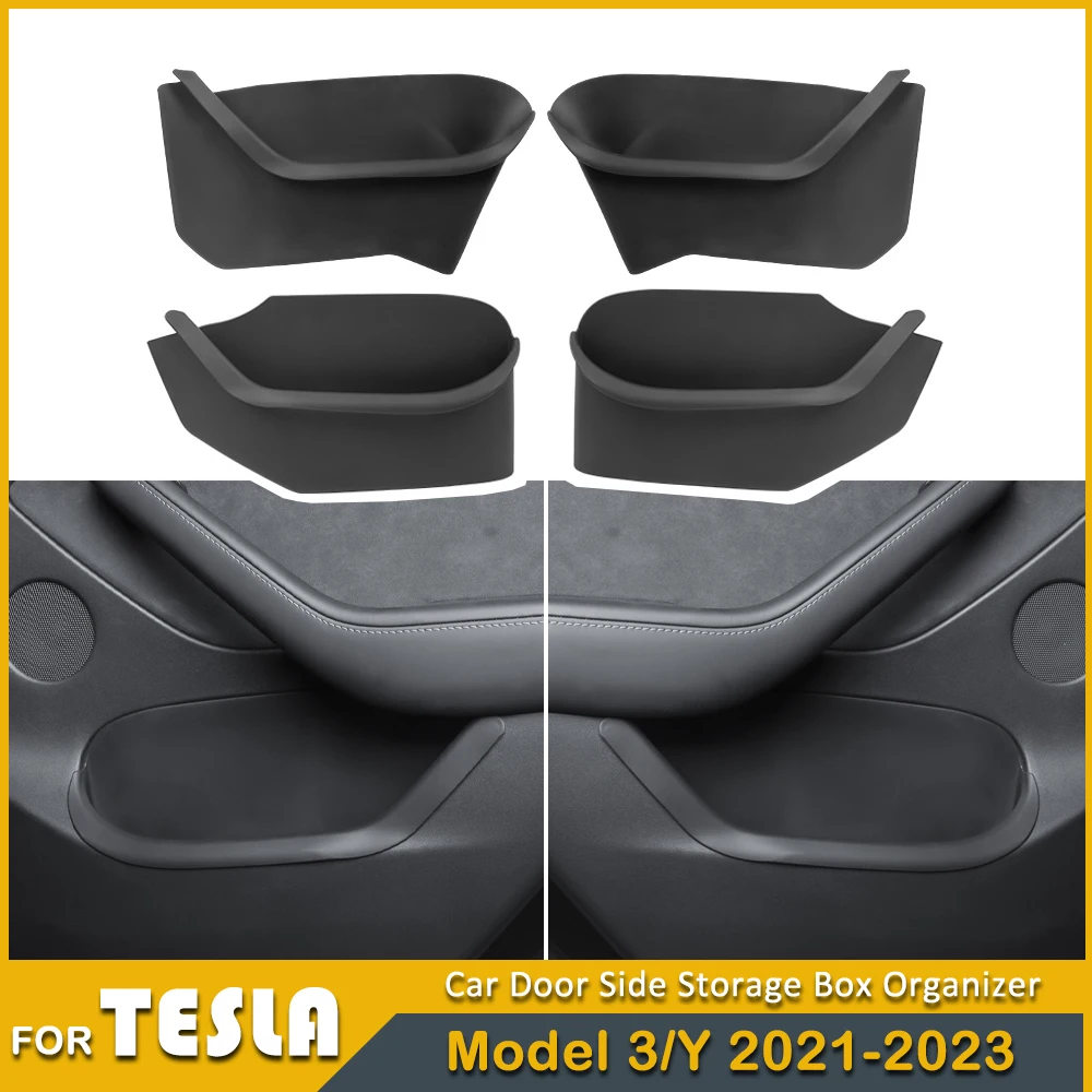

Автомобильный ящик для хранения со слотом на переднюю и заднюю дверь, органайзер для хранения из силикагеля, защитные аксессуары для украшения интерьера Tesla Model Y 3