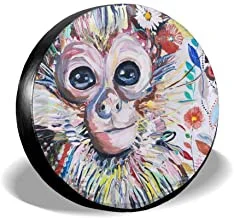 

Carwayii Spare Tire Cover Colorful Animal Monkey, Sun Protector Waterproof Cover Wheel, Durable Design, Universal Sunscreen Wate