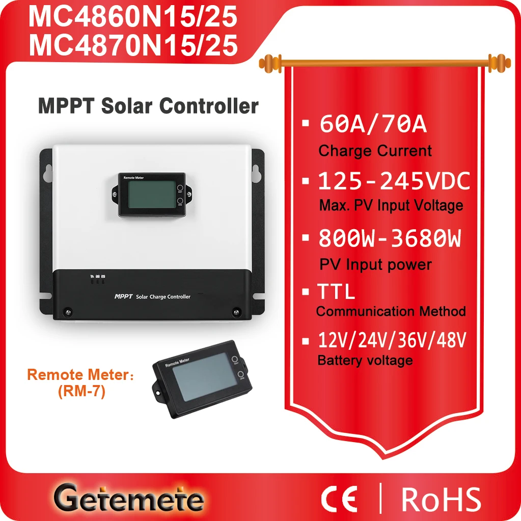 Контроллер солнечной батареи GTMT PV MPPT, автоматический регулятор для литий-гелевых свинцово-кислотных аккумуляторов, 60 А, 70 А, 24 В постоянного ...