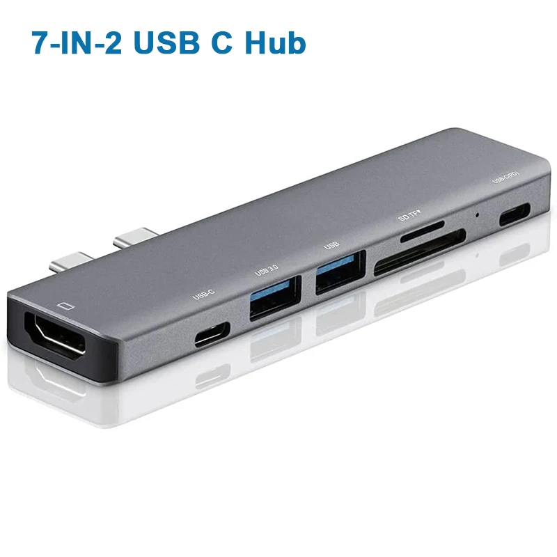 Концентратор USB C для MacBook Pro/Air 2021-2016 с 4K HDMI и 2 портами A передачи данных кардридер TF