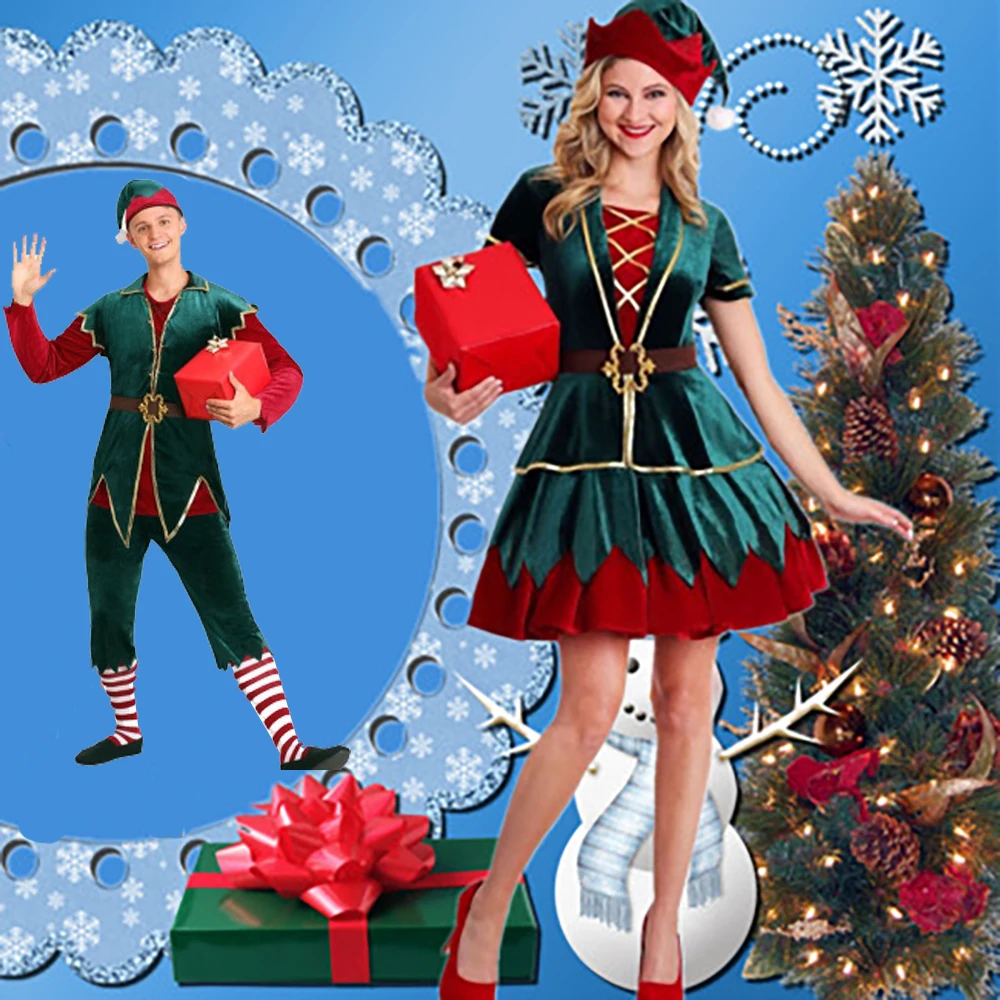 

Bazzery Men Women Christmas Adult Santa Claus Cosplay Costume Carnival Xmas Party Elf Festival Couple Fancy Dress Stage Costume