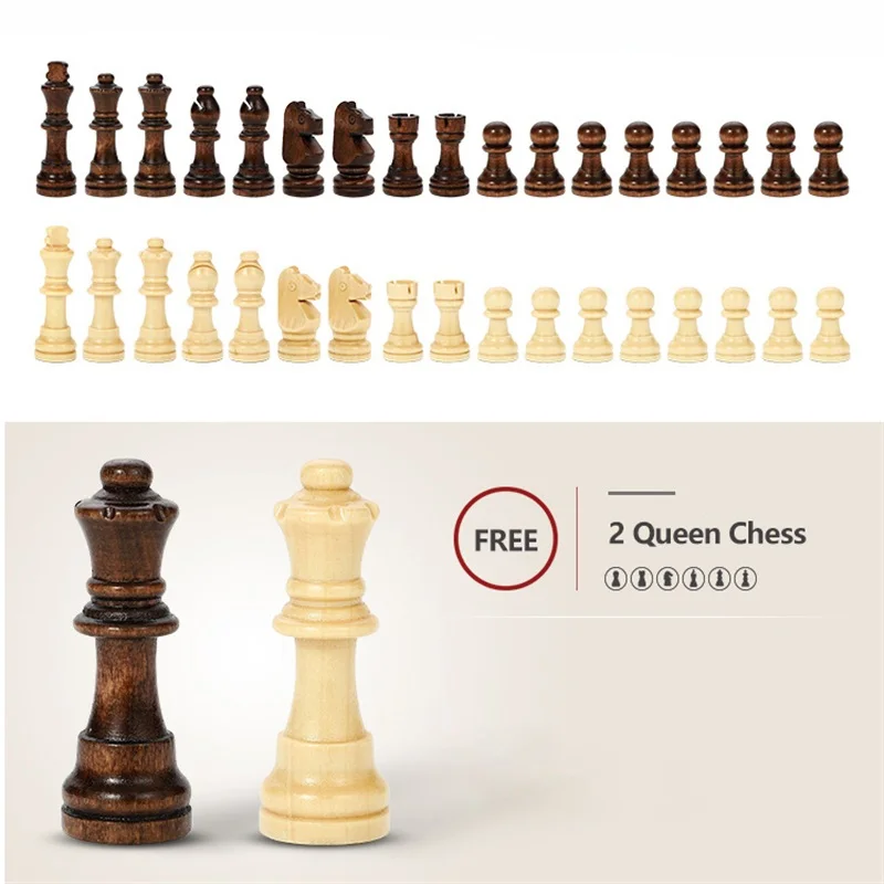 Large Size Magnetic Folding Chess High Quality Wooden Advanced Printing With 2 Extra Queen Pieces For Beginner Children Gift | Спорт и