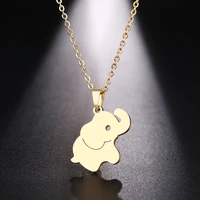 stainless steel cute little elephant pendant necklace engagement jewelry for women man