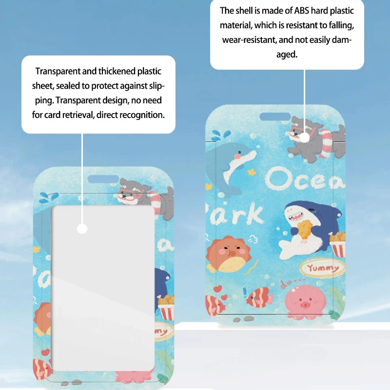 Сумка для бейджа кредитных карт с изображением акулы и кита держатель