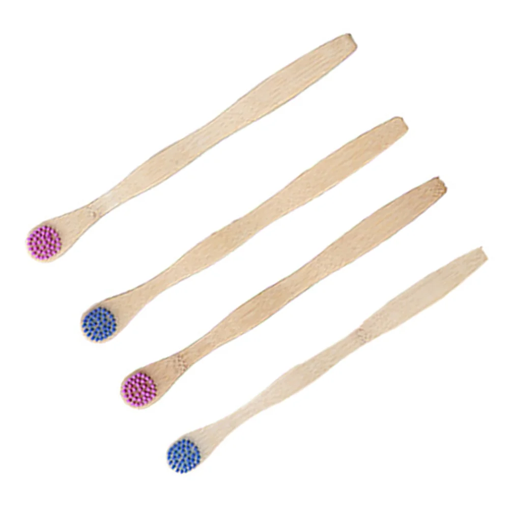 

4 Pcs Coated Tongue Brush Natural Toothbrushes Kids Bamboo Child Adult Teeth whitening