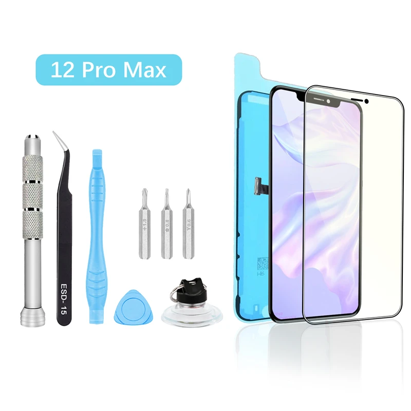 

In Stock 100% LCD Display For iPhone12 Pro Max 12Pro Max Touch Screen Replacement No Dead Pixel +Tempered Glass + Case + Tools