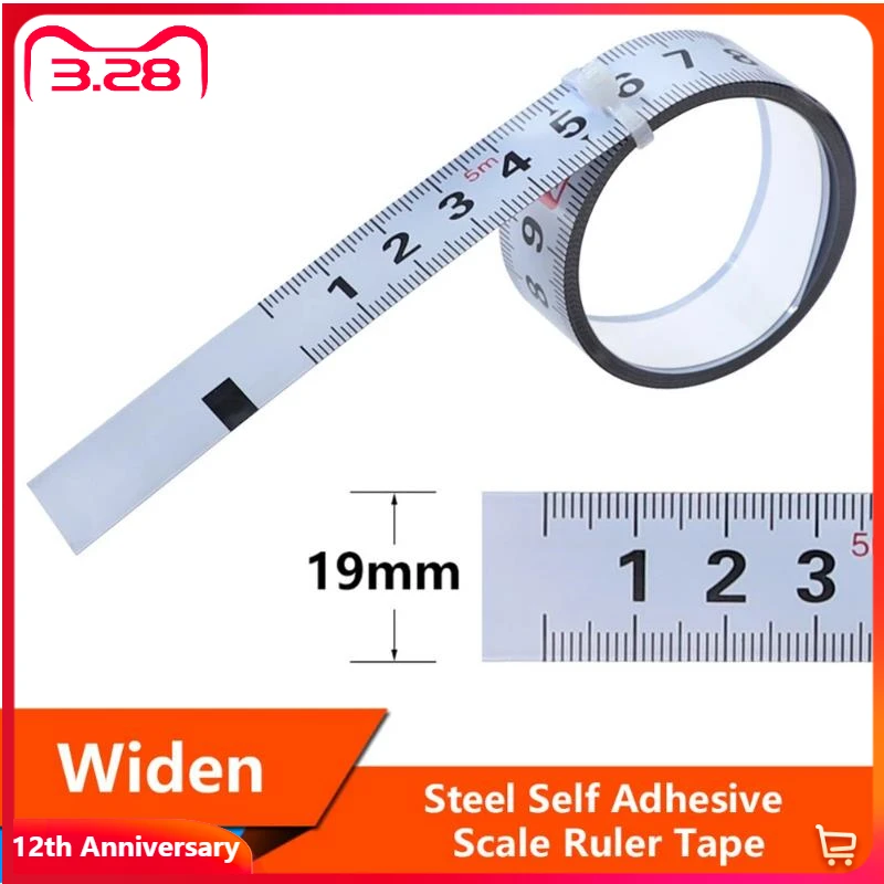 19 мм Расширенная Метрическая самоклеящаяся линейка клейкая лента измерительная