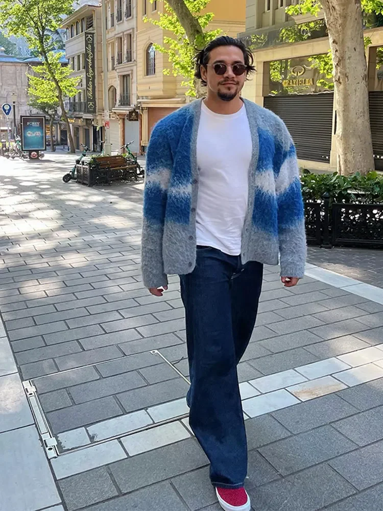 Повседневная мужская модная однобортная трикотажная куртка с длинным рукавом