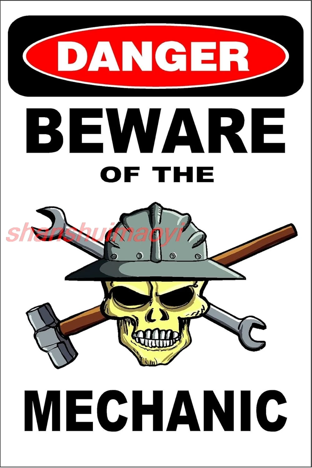 Наклейка Пират Небезпека Остерегайтесь Механика 8 x 12 дюймов Металлический