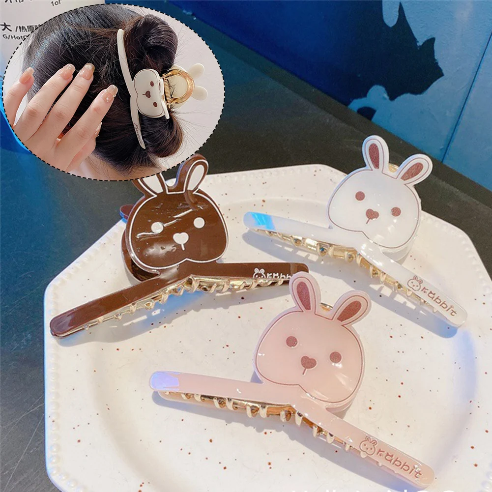 

Ins Hot Korean Retro Multi Styles Metal Ponytail Hair Clip Simple Cartoon Rabbit Heart Hairpin Cute Animal Hair Claw For Woman